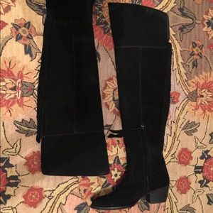Dolce Vita Thigh High Black Suede Boots Cuban Heel